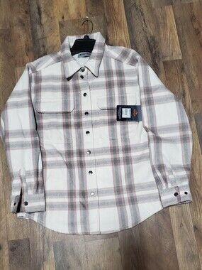 Ridgecut Men's Lightweight Plaid Shacket in Cream and Brown